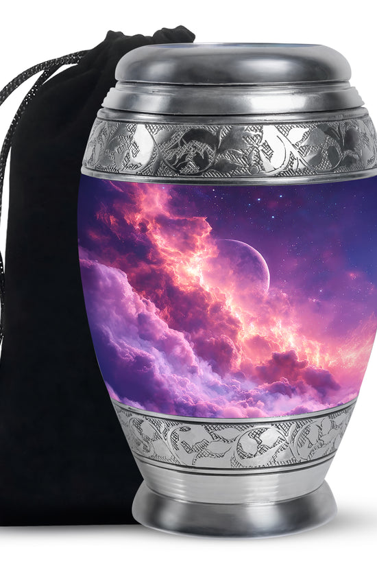 Cosmic Sky Cremation Urn - Purple Aluminium Memorial Urn For Burial