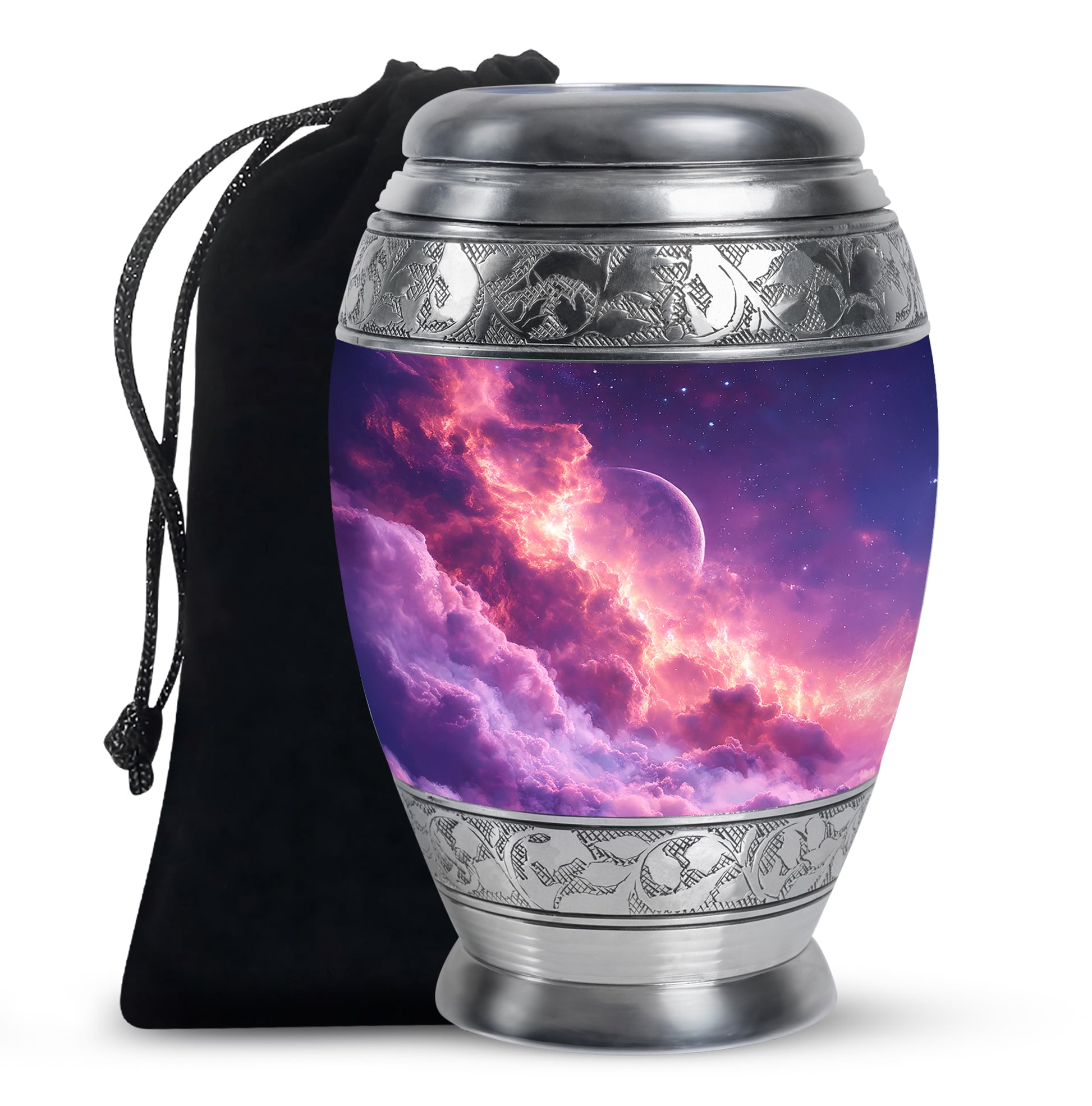 Cosmic Sky Cremation Urn - Purple Aluminium Memorial Urn For Burial