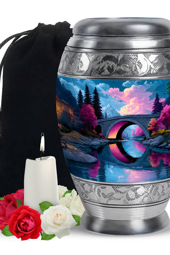 Bridge Landscape Cremation Urn For Ashes – River Memorial Urn For Burial