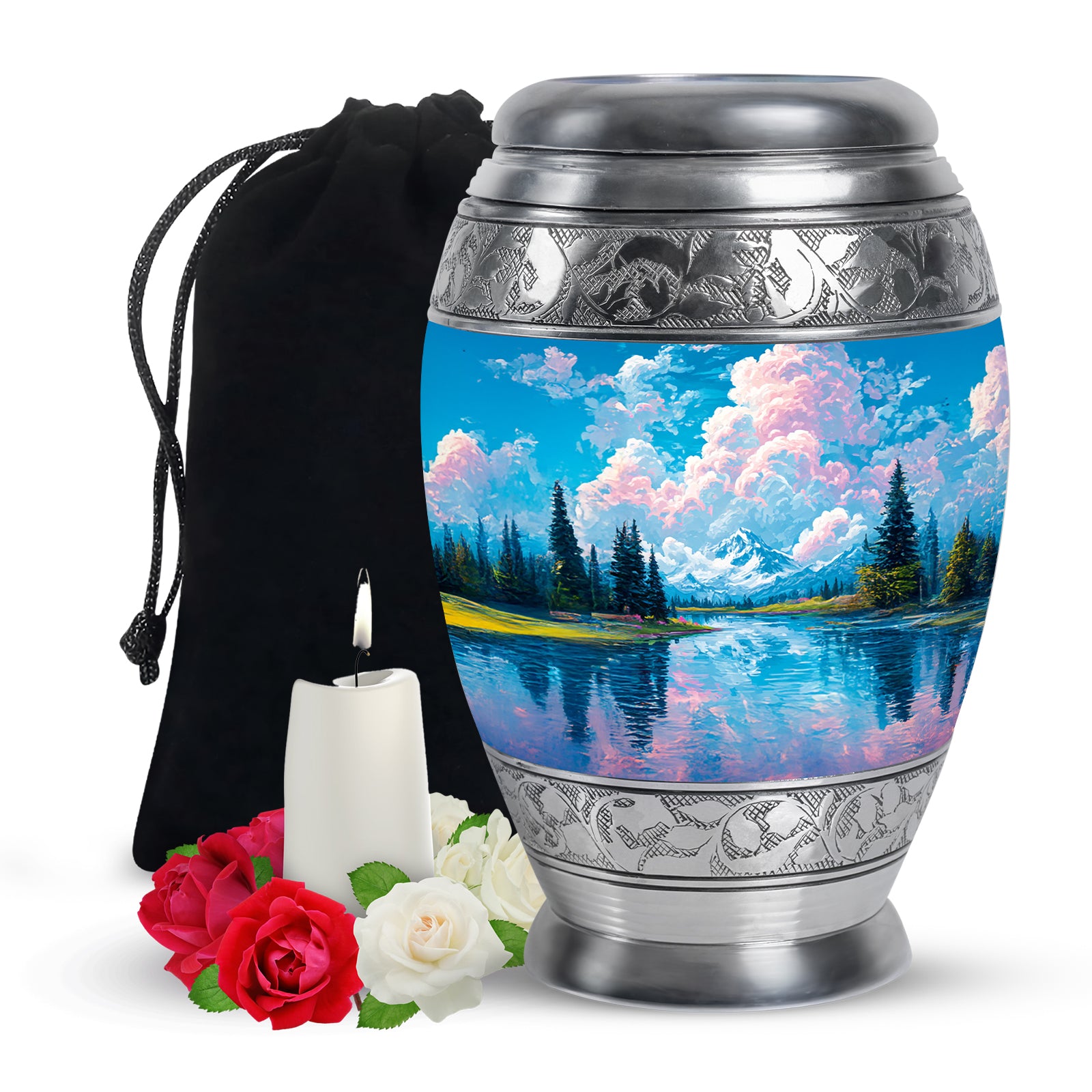 Beautiful Mountain Cremation Urn - Peaceful Nature Memorial Urn For Human Ashes