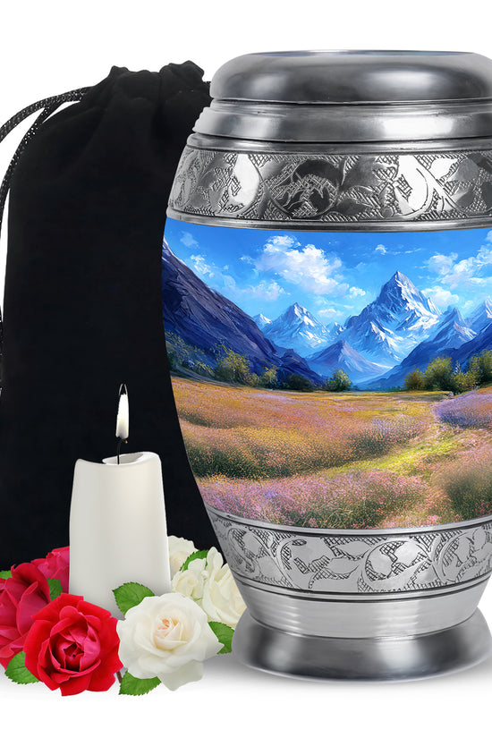Snow Mountain Funeral Urn - Scenic Nature Cremation Urn For Loved Ones