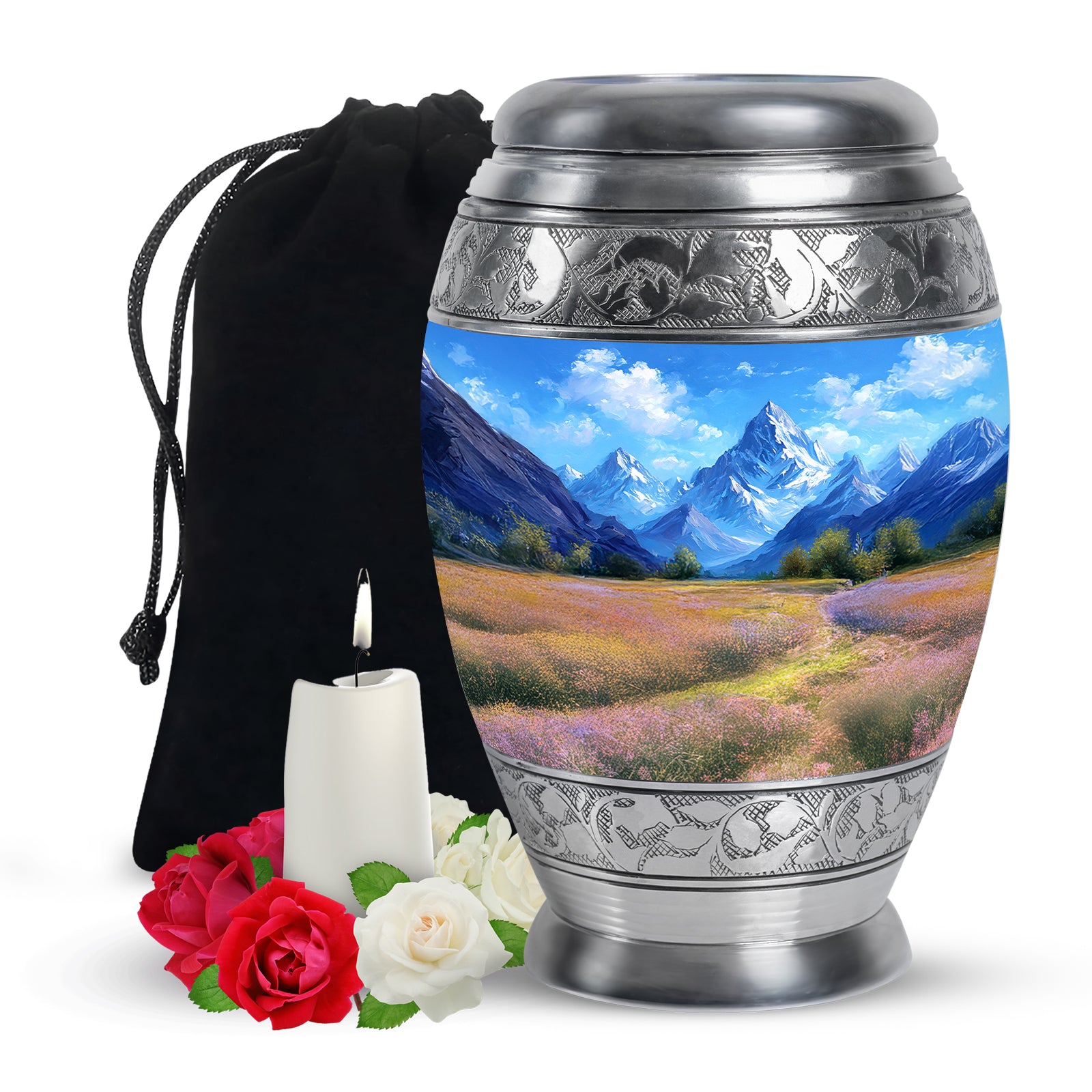 Snow Mountain Funeral Urn - Scenic Nature Cremation Urn For Loved Ones