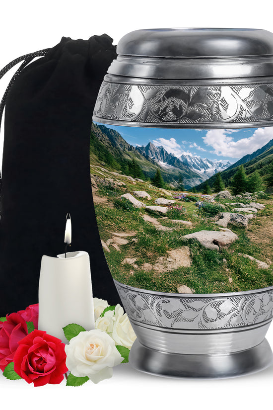 Mountain Valley Funeral Urn - Peaceful Nature Tribute Memorial Urn For Adult Ashes