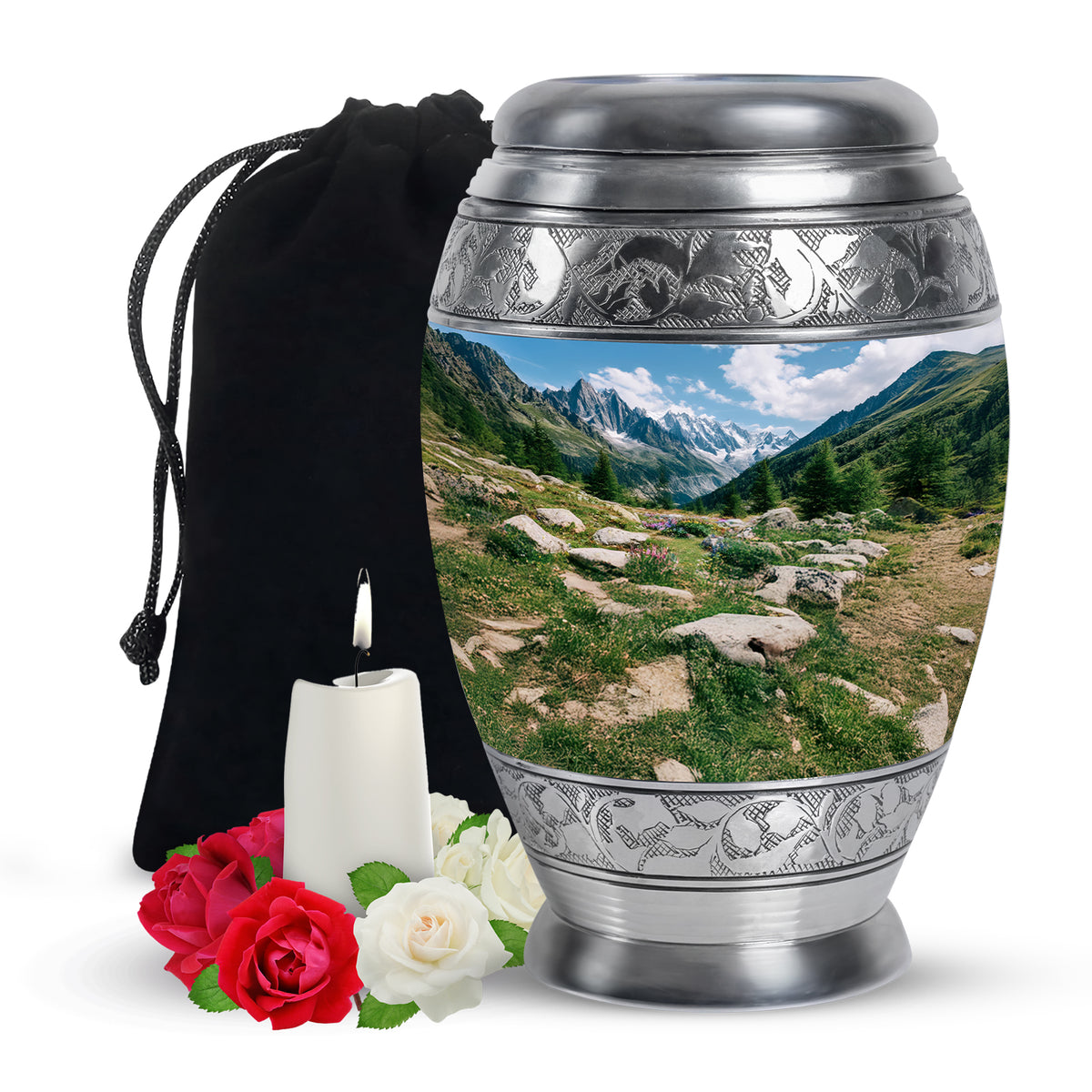 Mountain Valley Funeral Urn - Peaceful Nature Tribute Memorial Urn For Adult Ashes
