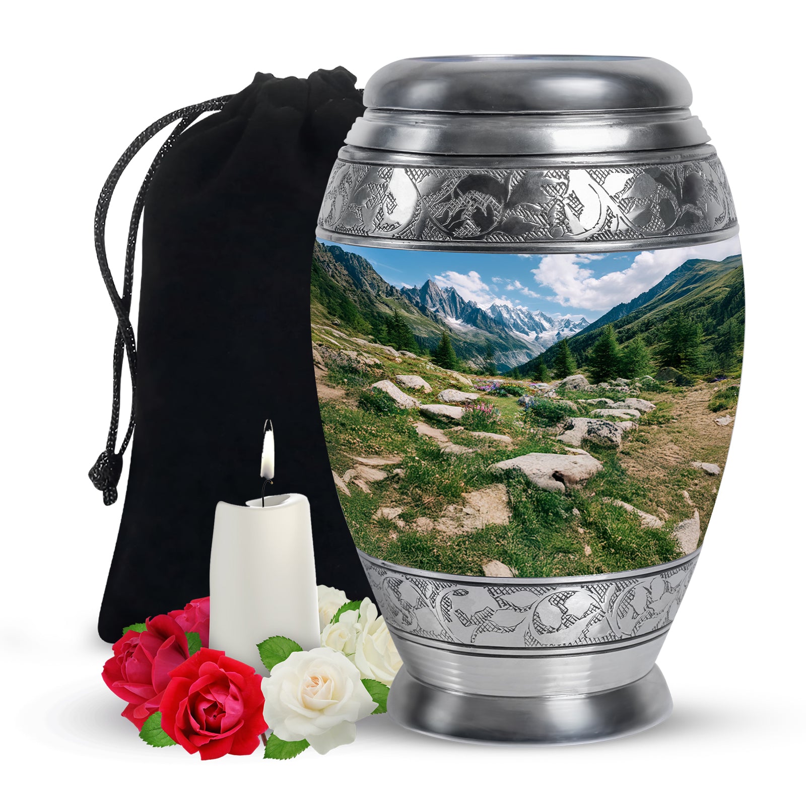 Mountain Valley Funeral Urn - Peaceful Nature Tribute Memorial Urn For Adult Ashes
