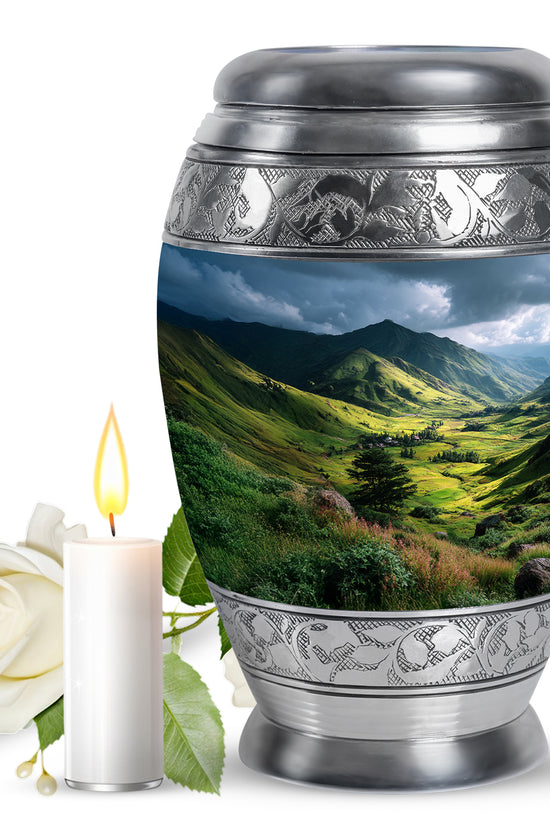 Mountain Valley Cremation Urn - Scenic Memorial Urn For Human Ashes