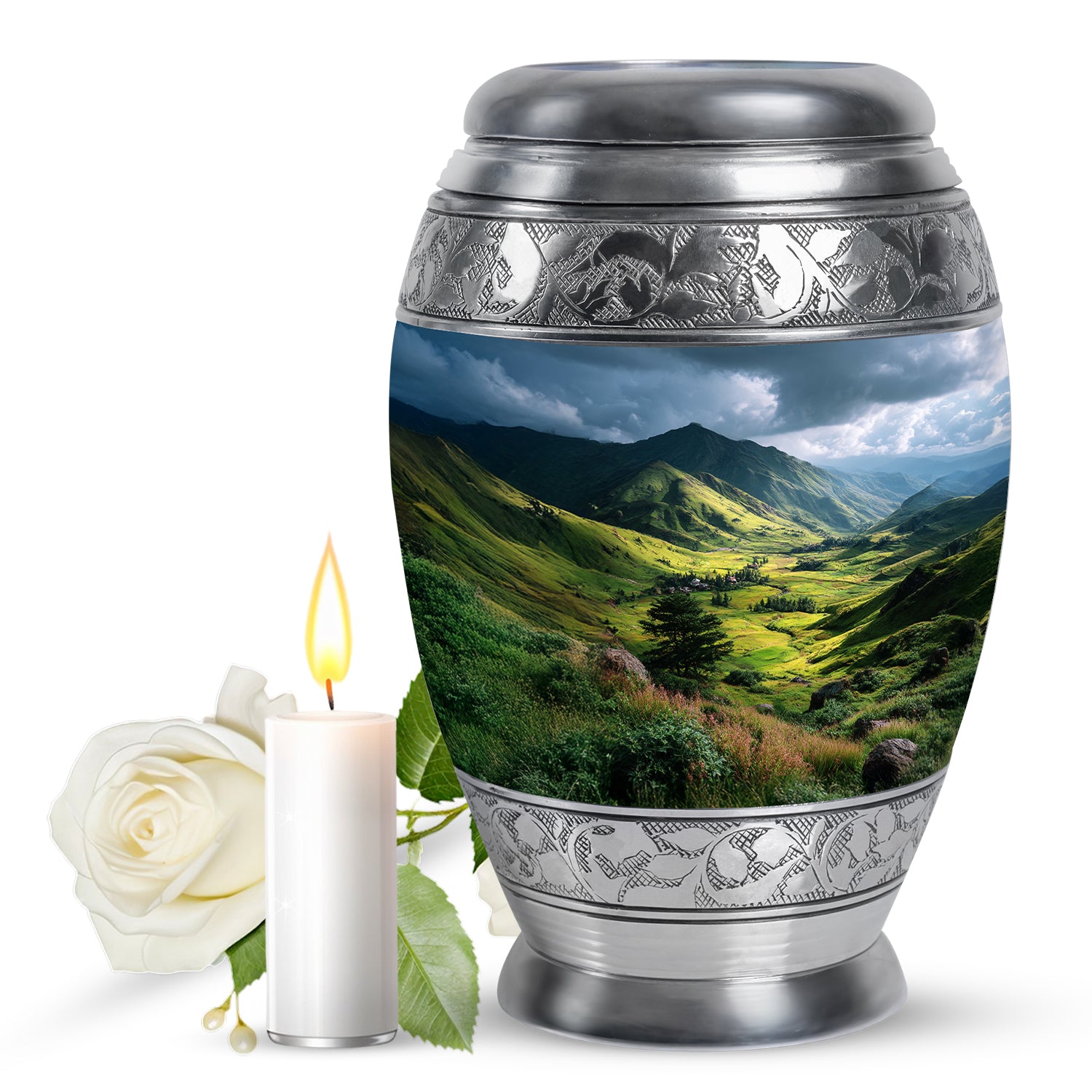 Mountain Valley Cremation Urn - Scenic Memorial Urn For Human Ashes