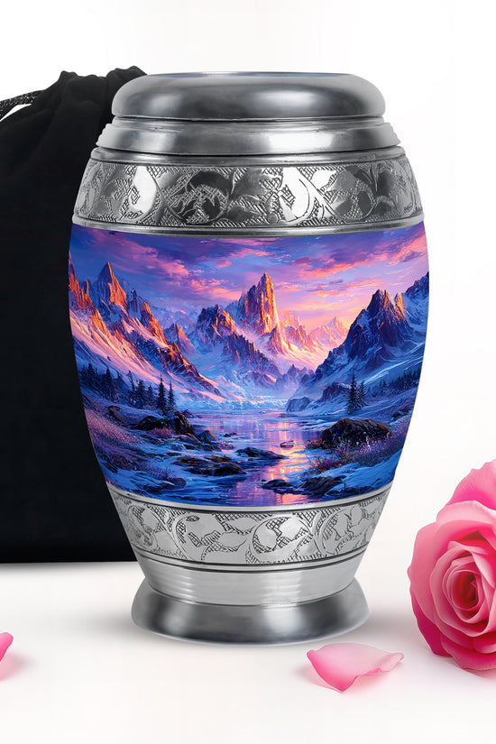 Mountain Sunset Cremation Urn - Nature Landscape Cremation Urn For Burial