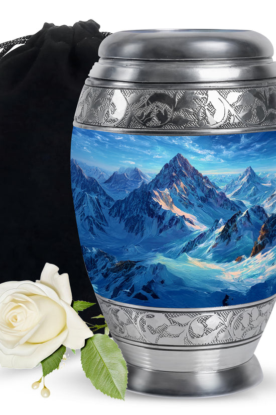 Snow Mountain Memorial Urn - Beautiful Landscape Cremation Urn For Loved One