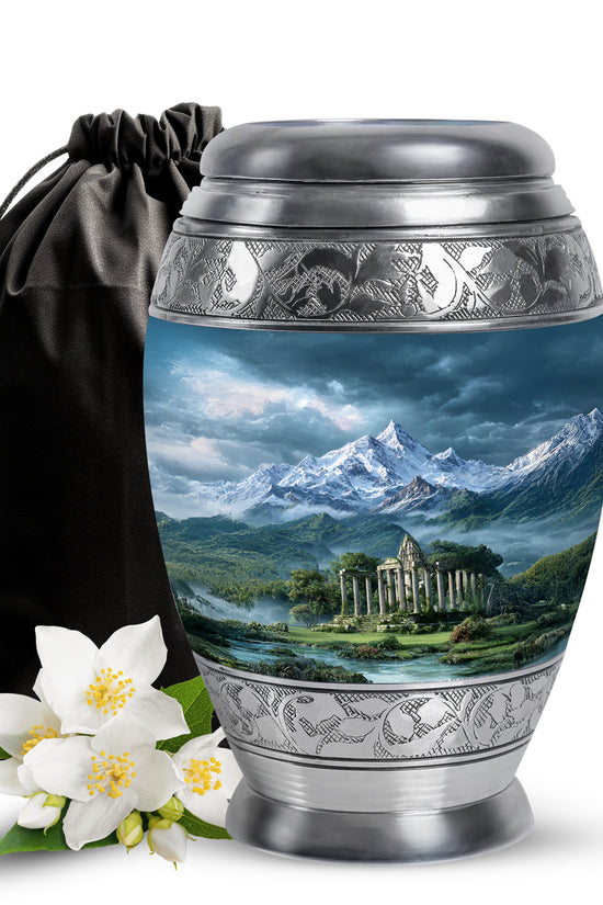Snow Mountain Cremation Urn - Scenic Memorial Urn For Human Ashes