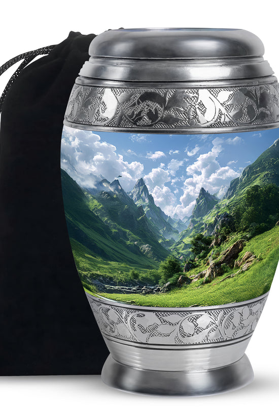 Peaceful Hills Theme Funeral Urn - Mountain Memorial Urn For Adult Ashes