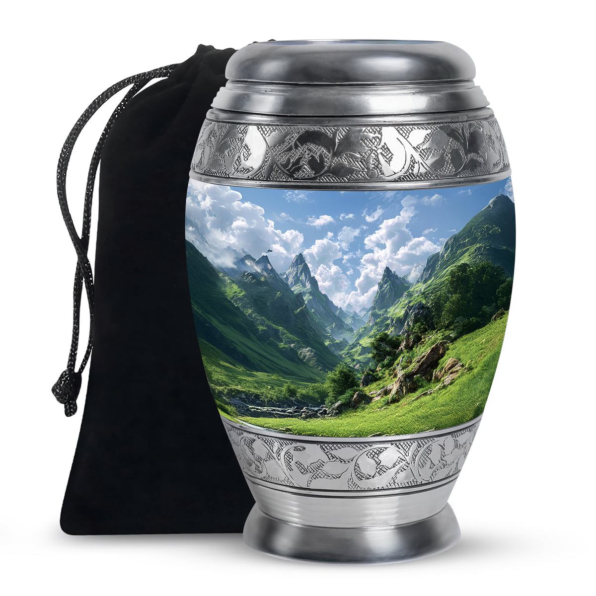 Peaceful Hills Theme Funeral Urn - Mountain Memorial Urn For Adult Ashes