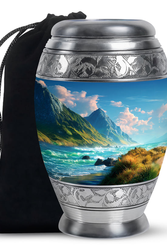 Ocean Mountain Cremation Urn - Peaceful Funeral Urn For Loved Ones