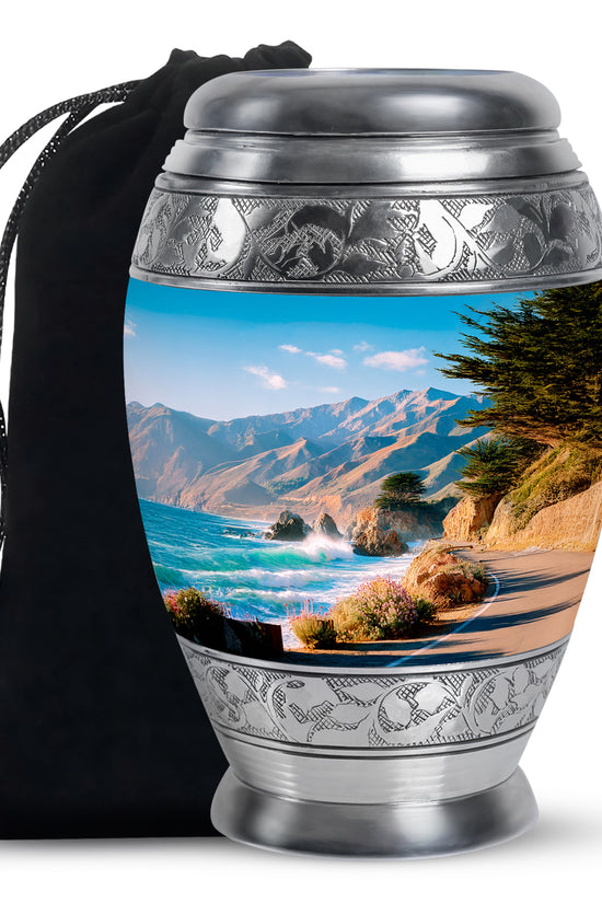 Beautiful Mountain Funeral Urn - Coastal Cremation Urn For Adult Ashes