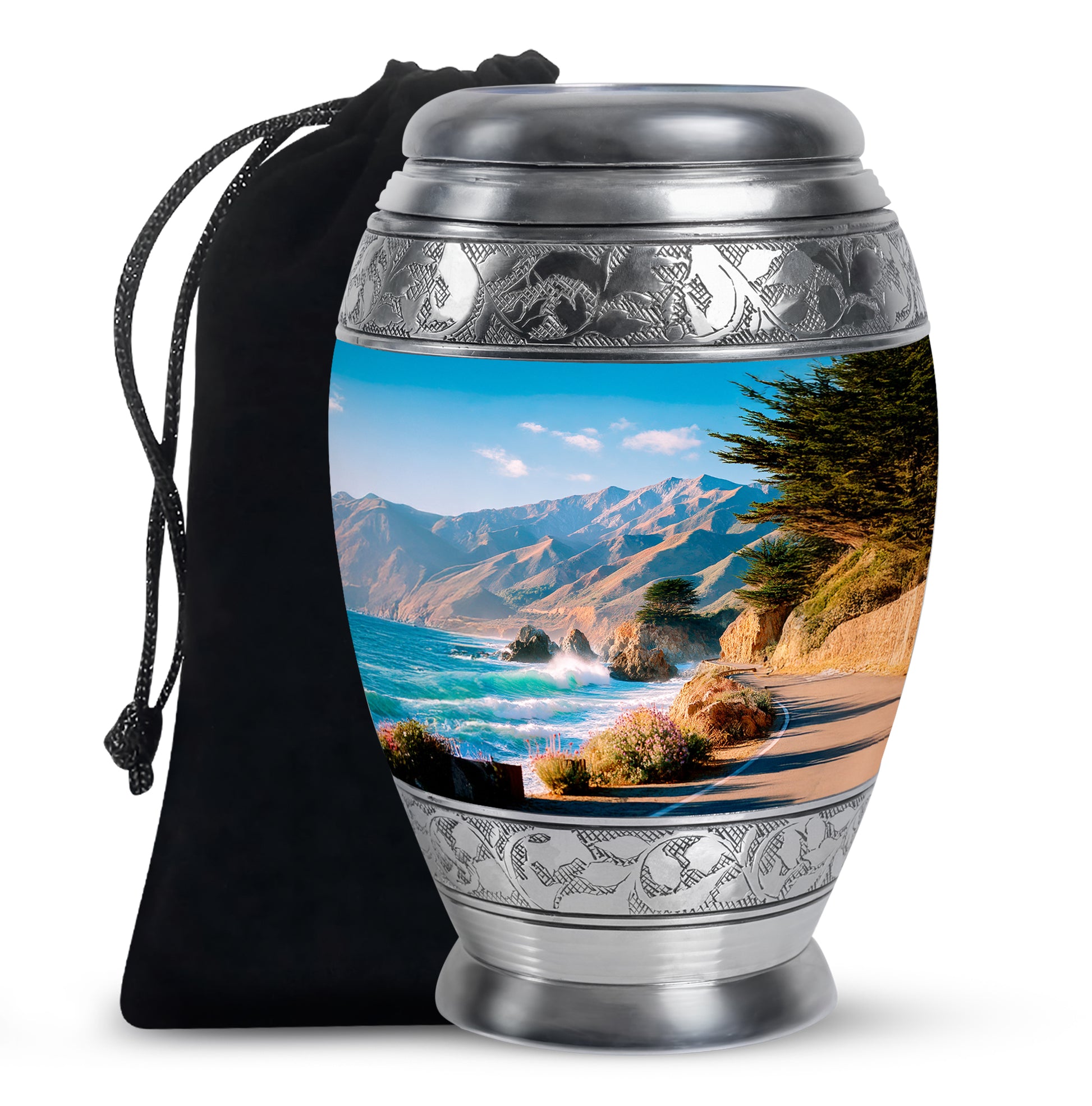 Beautiful Mountain Funeral Urn - Coastal Cremation Urn For Adult Ashes