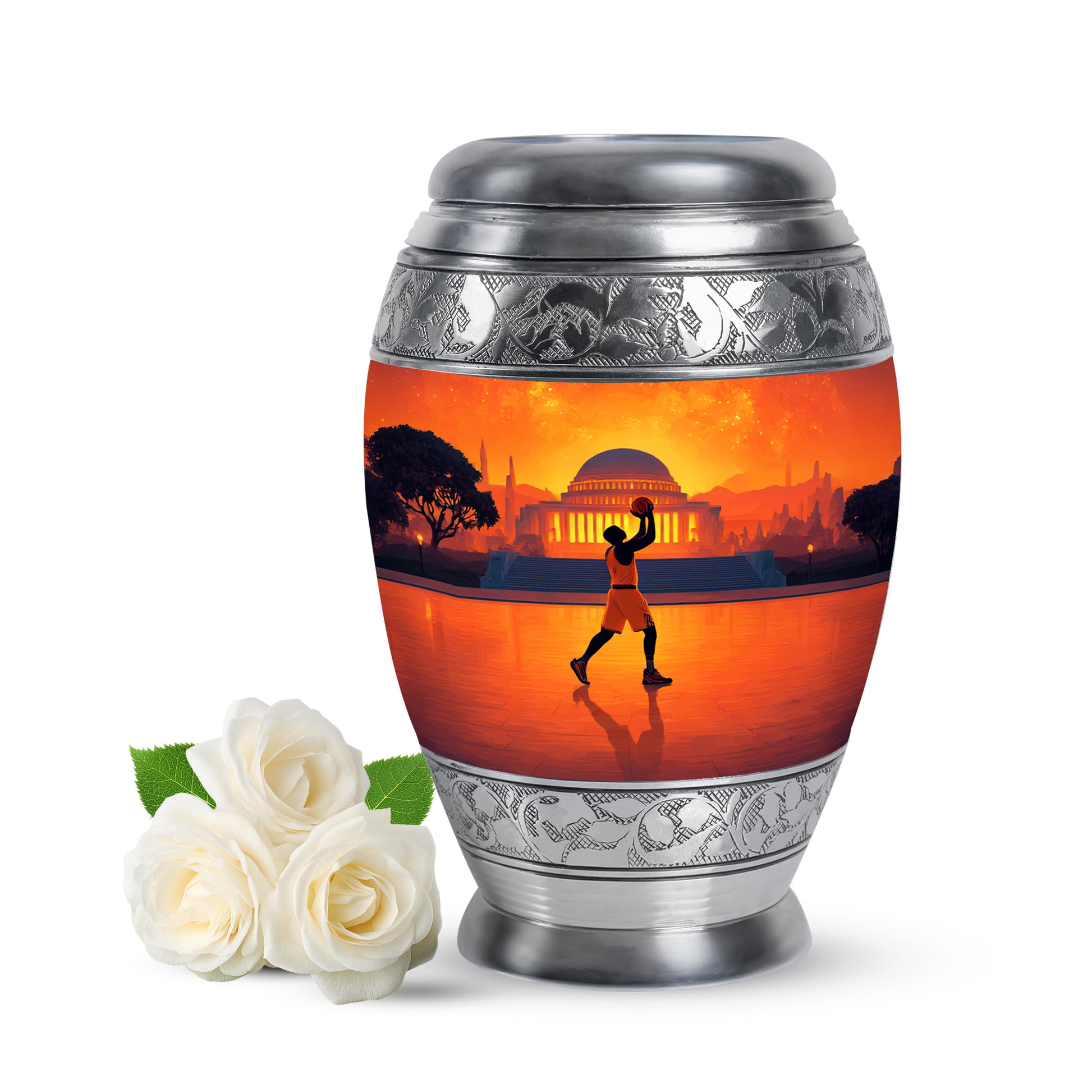 Red Basketball Cremation Urns - Honored Resting Place 10-inch, 200 cu in - Yatskia