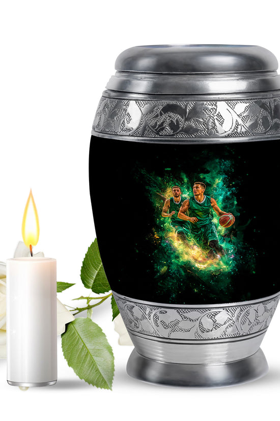 Black Basketball Cremation Urns - Opulent Legacy 10-inch, 200 cu in - Yatskia