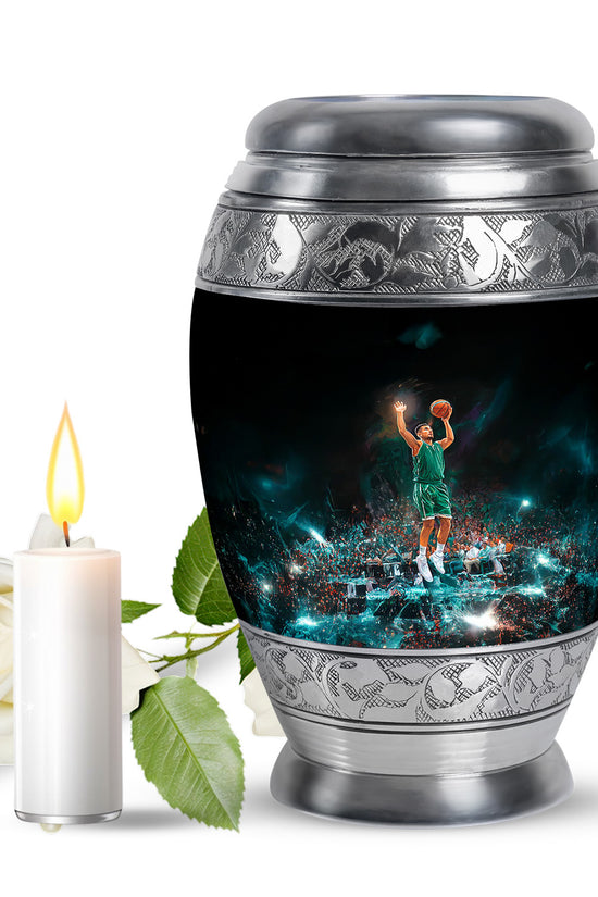 Resplendent Black Basketball Cremation Urn for Ashes - 10-inch, 200 cu in - Yatskia