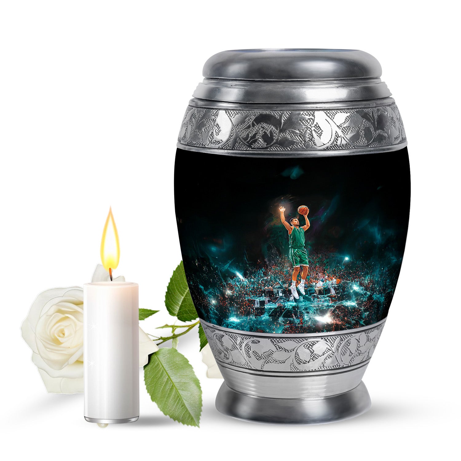 Resplendent Black Basketball Cremation Urn for Ashes - 10-inch, 200 cu in - Yatskia