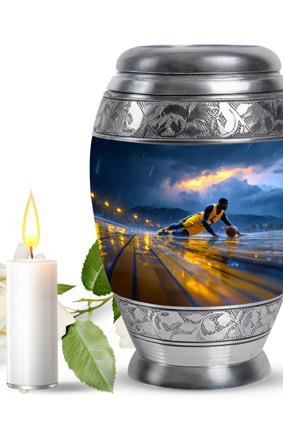 Personalized Elegant Basketball Cremation Urns - Blue 10-inch, 200 cu in - Yatskia