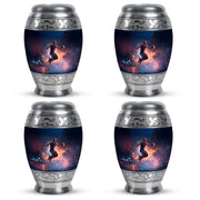 Vivid Blue Basketball Cremation Urn urn with complimentary velvet bag - royal basketball engraving with decorative scrollwork - 10 inch aluminum urn for cremated remains