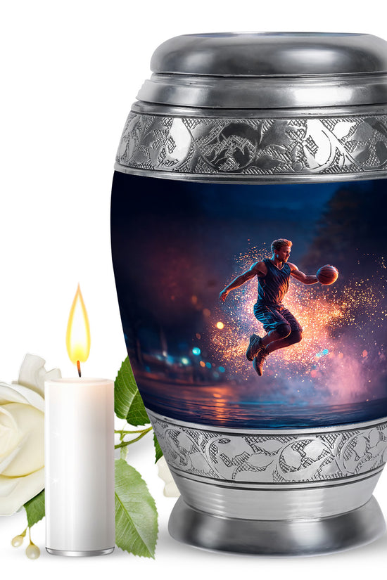 Basketball Memorial Ashes Urn - Large Adult Funeral Urn For Human Ashes