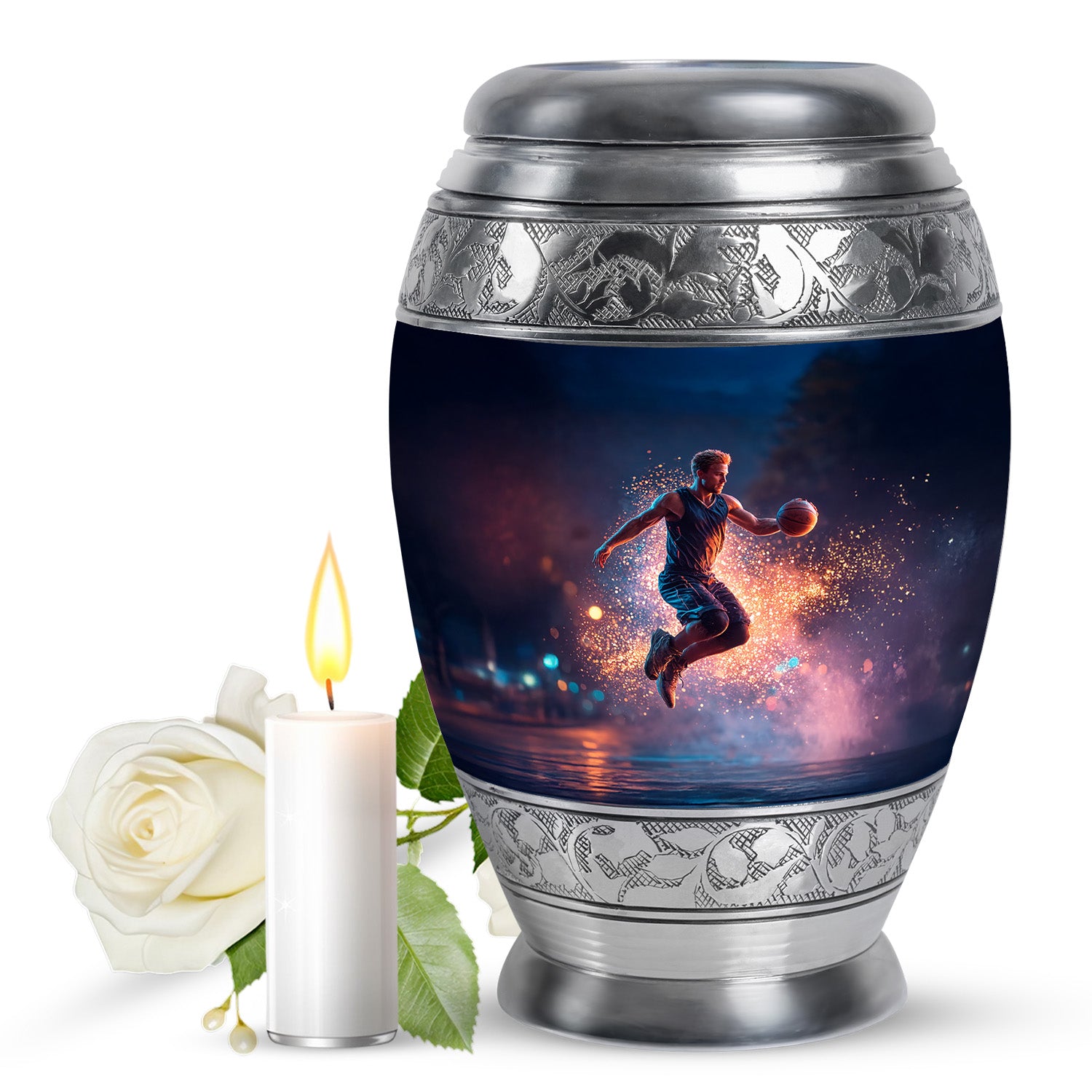 Basketball Memorial Ashes Urn - Large Adult Funeral Urn For Human Ashes