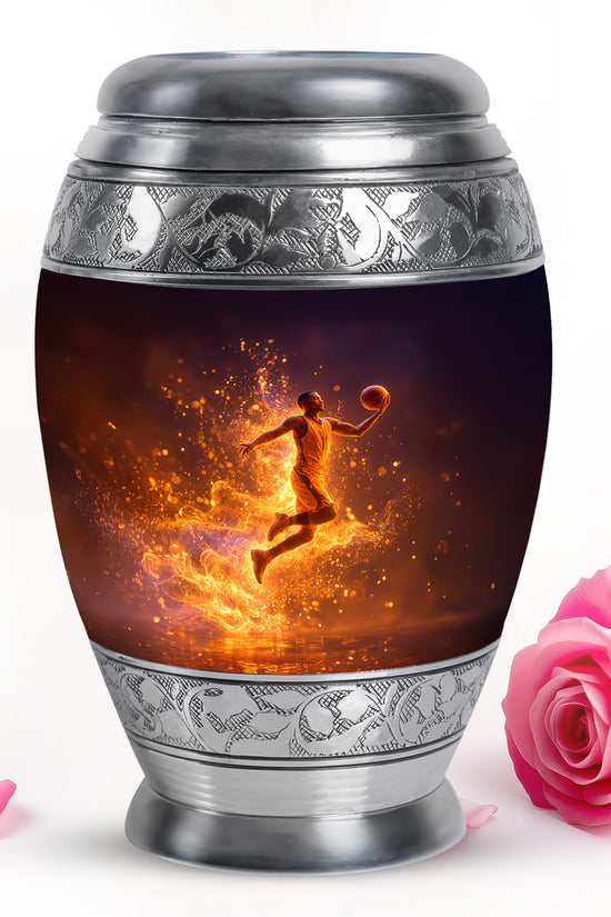Black Basketball Commemoration Cremation Urns for Human Ashes - 10-inch, 200 cu in - Yatskia