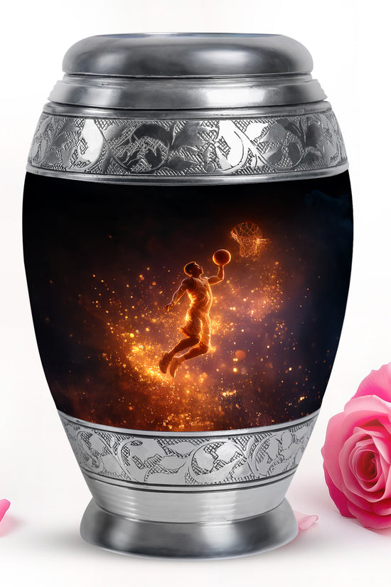 Personalized Black Revered Basketball Cremation Urns for Human Ashes - 10-inch, 200 cu in - Yatskia