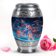 Stunning Blue Basketball Remembrance Urn for Human Ashes - 10-inch, 200 cu in - Yatskia