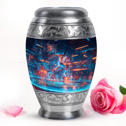 Stunning Blue Basketball Remembrance Urn for Human Ashes - 10-inch, 200 cu in - Yatskia