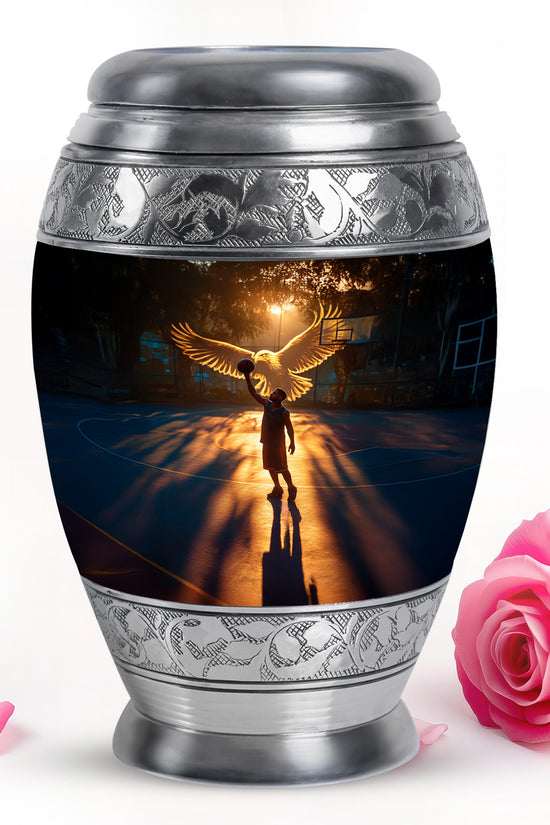 Dignified Black Basketball Cremation Urn for Ashes - 10-inch, 200 cu in - Yatskia