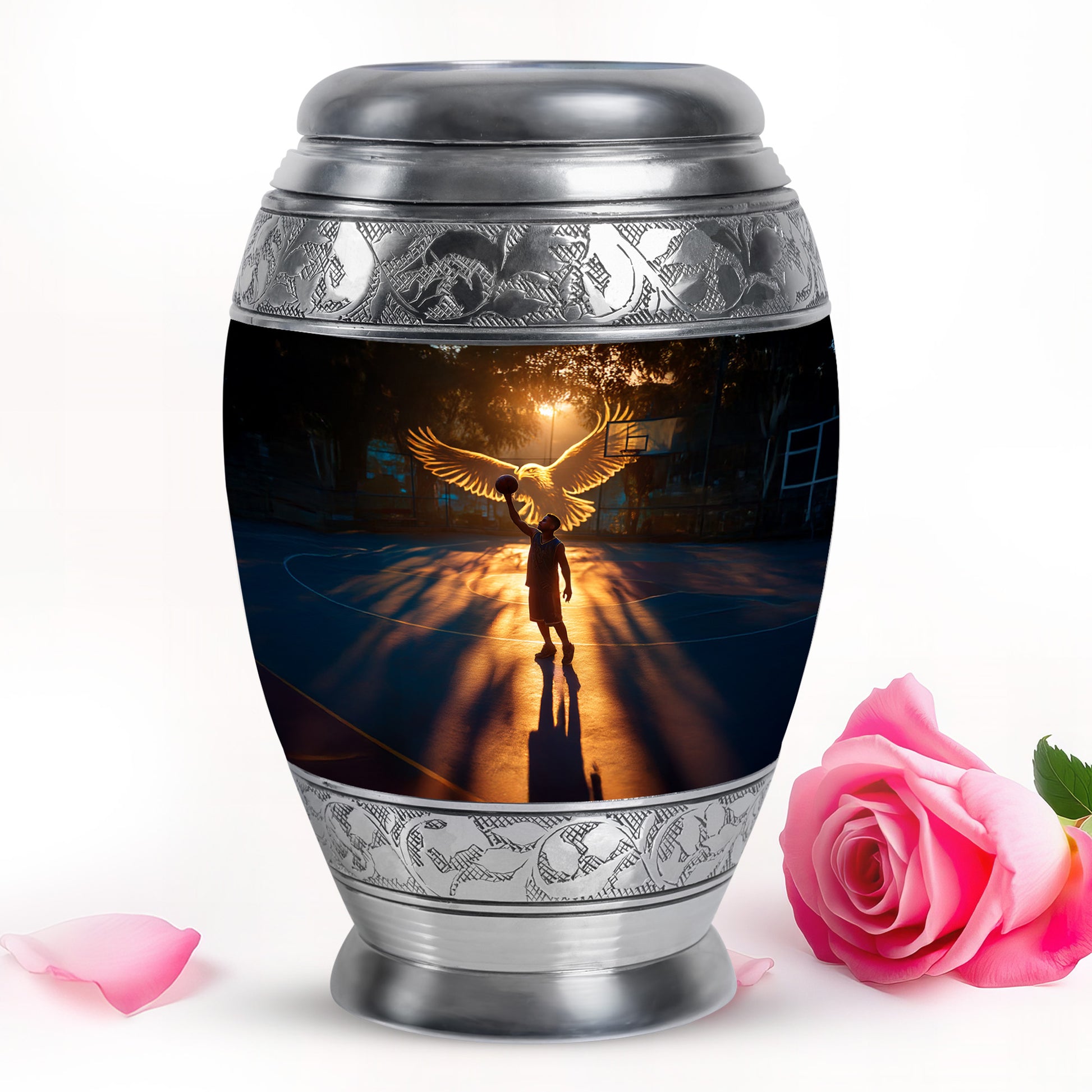 Dignified Black Basketball Cremation Urn for Ashes - 10-inch, 200 cu in - Yatskia