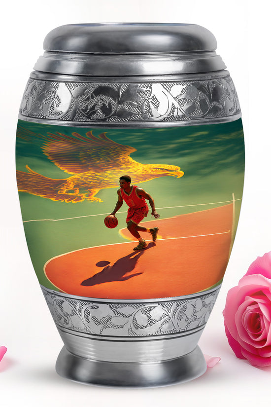 Personalized Refined Basketball Cremation Urns - Teal 10-inch, 200 cu in - Yatskia