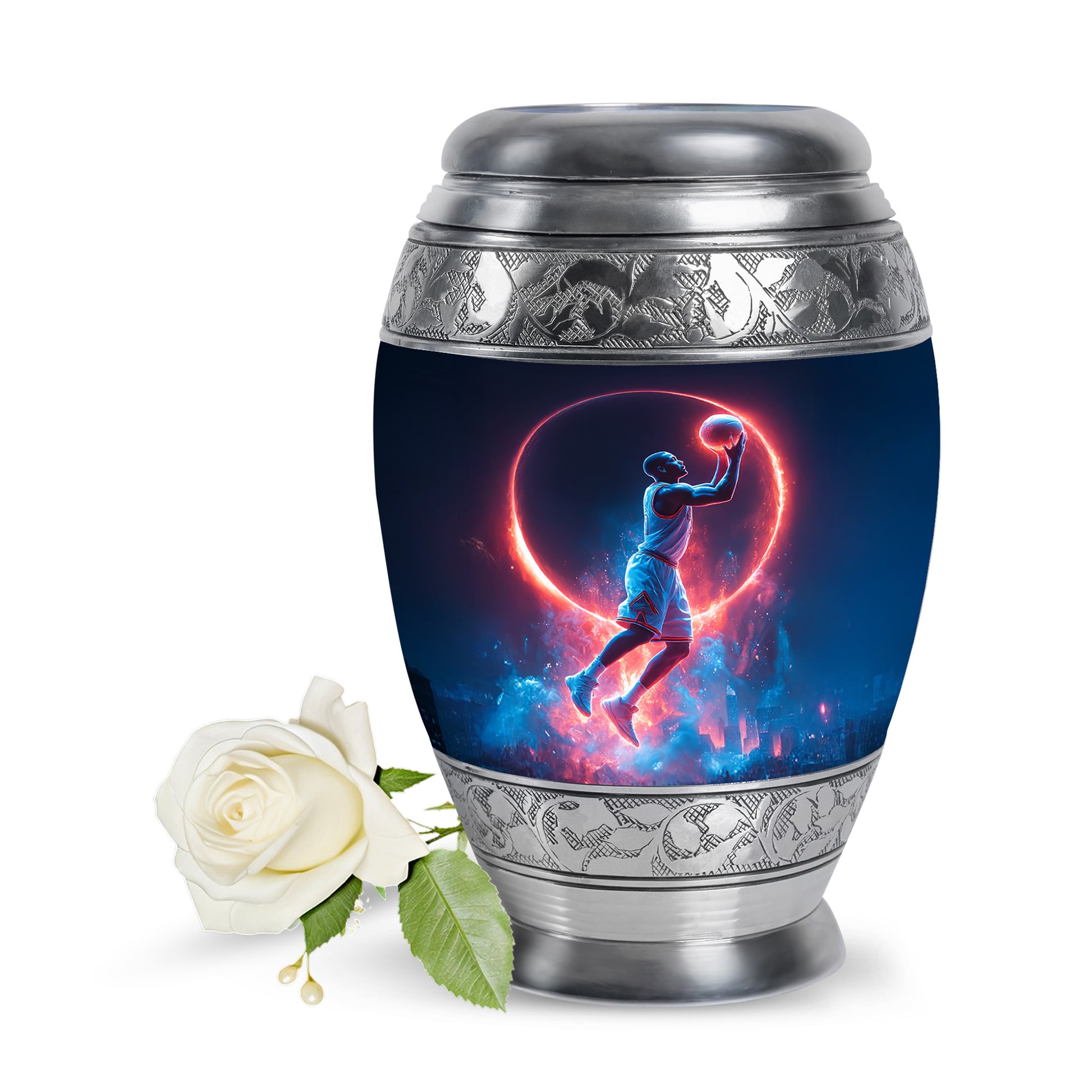 Personalized Basketball Cremation Urns - Eminent Blue 10-inch, 200 cu in - Yatskia