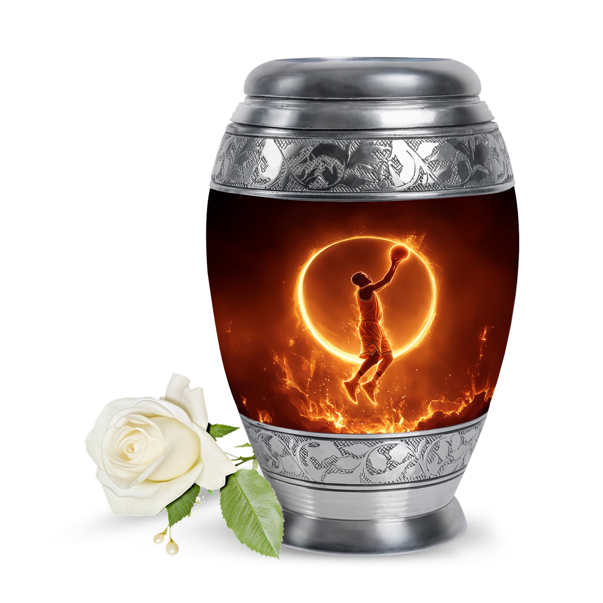 Black Basketball Beacon Cremation Urns for Human Ashes - 10-inch, 200 cu in - Yatskia