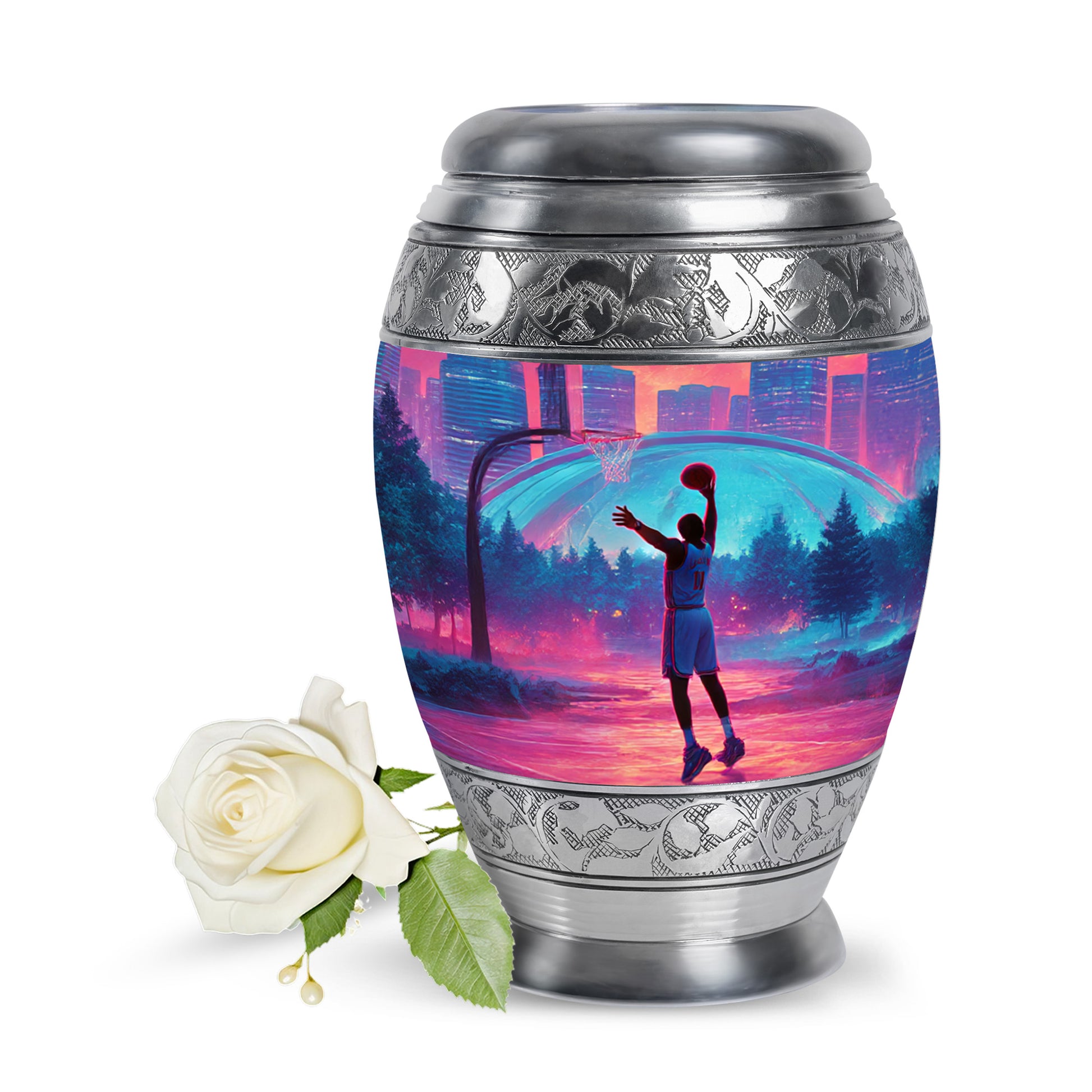 Personalized Eternal Basketball Cremation Urns - Red 10-inch, 200 cu in - Yatskia