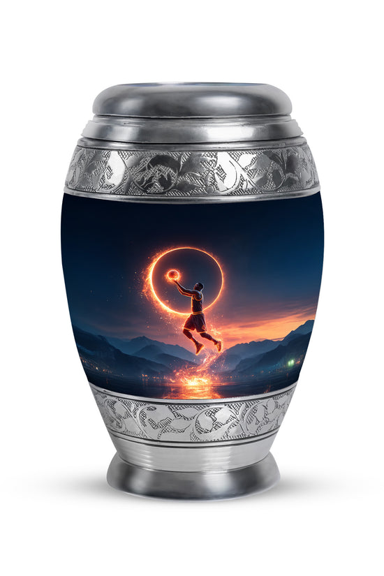 Personalized Basketball Cremation Urns - Wondrous Blue 10-inch, 200 cu in - Yatskia