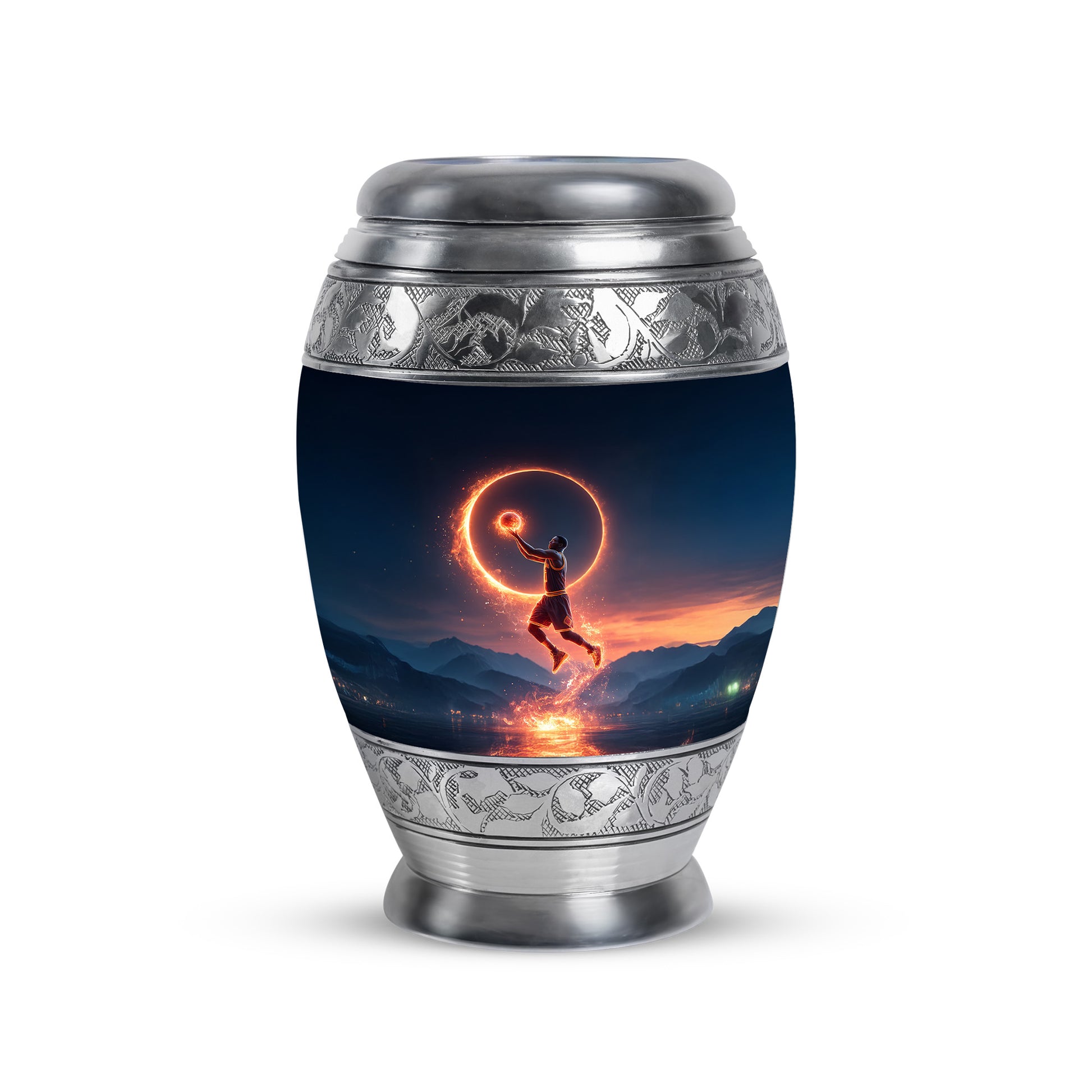 Personalized Basketball Cremation Urns - Wondrous Blue 10-inch, 200 cu in - Yatskia