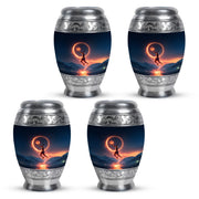 Royal Blue Basketball Cremation Urn urn with complimentary velvet bag - royal basketball engraving with decorative scrollwork - 10 inch aluminum urn for cremated remains