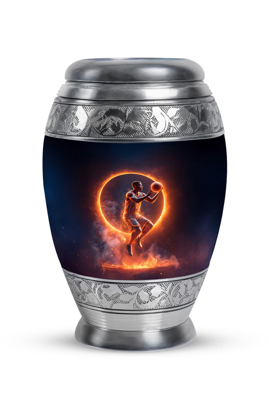 Black Basketball Homage Cremation Urns for Human Ashes - 10-inch, 200 cu in - Yatskia