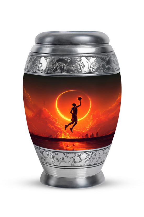 Black Basketball Tribute Cremation Urns for Human Ashes - 10-inch, 200 cu in - Yatskia