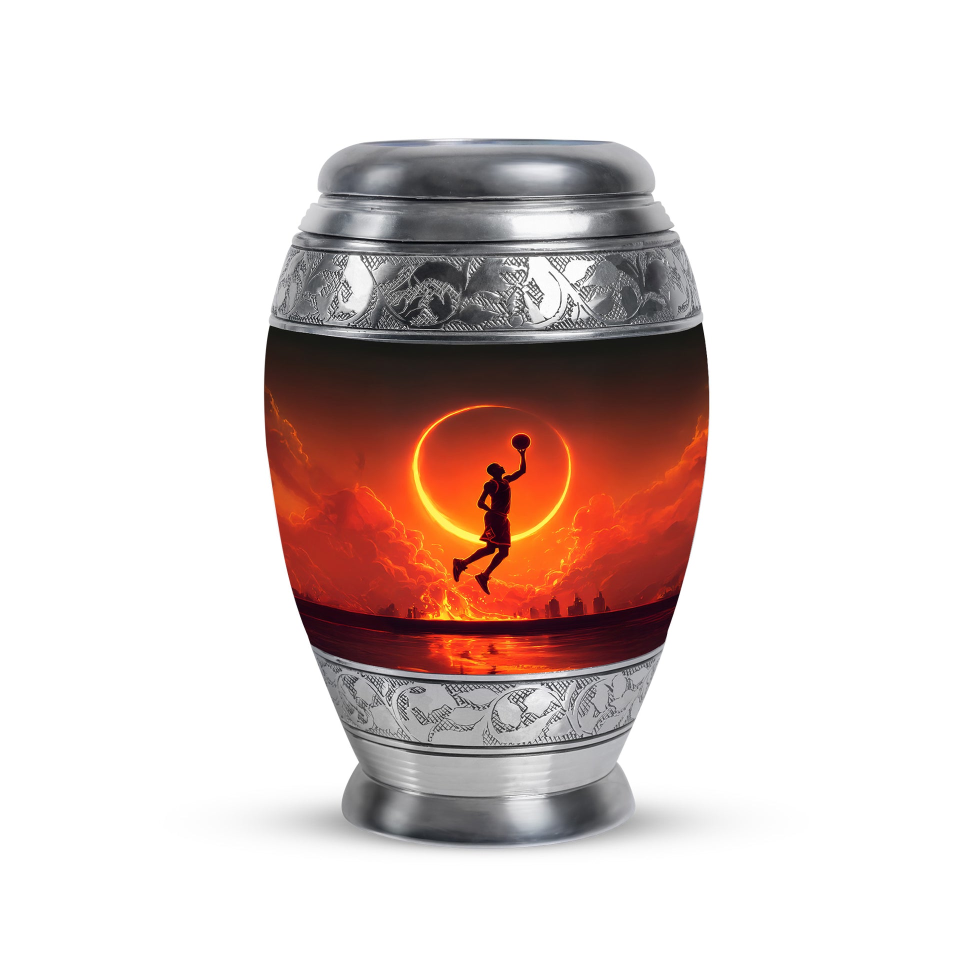 Black Basketball Tribute Cremation Urns for Human Ashes - 10-inch, 200 cu in - Yatskia