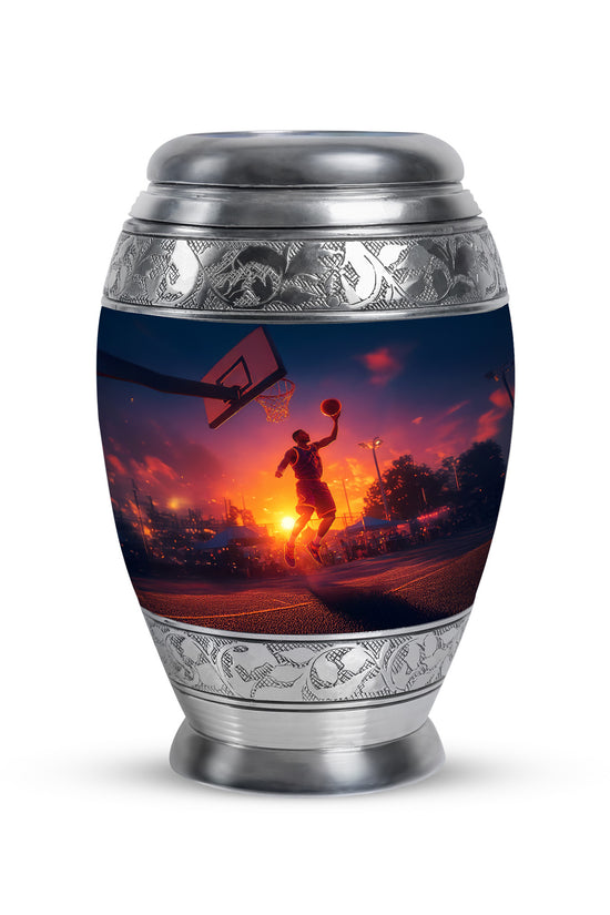 Blue Resounding Basketball Memorial Urn for Ashes - 10-inch, 200 cu in - Yatskia