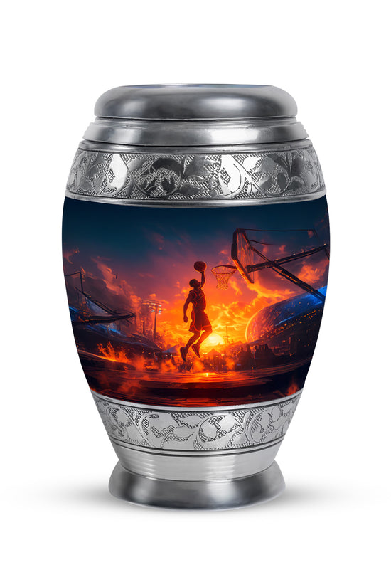 Divine Blue Basketball Cremation Urn for Ashes - 10-inch, 200 cu in - Yatskia