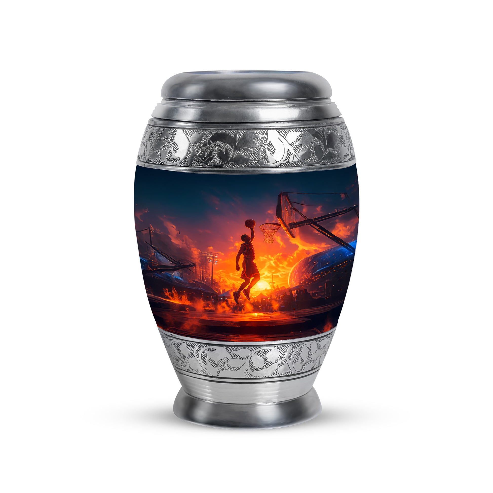 Divine Blue Basketball Cremation Urn for Ashes - 10-inch, 200 cu in - Yatskia