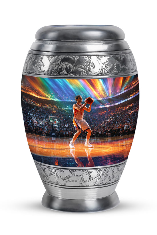 Personalized Blue Cherished Basketball Cremation Urns for Human Ashes - 10-inch, 200 cu in - Yatskia