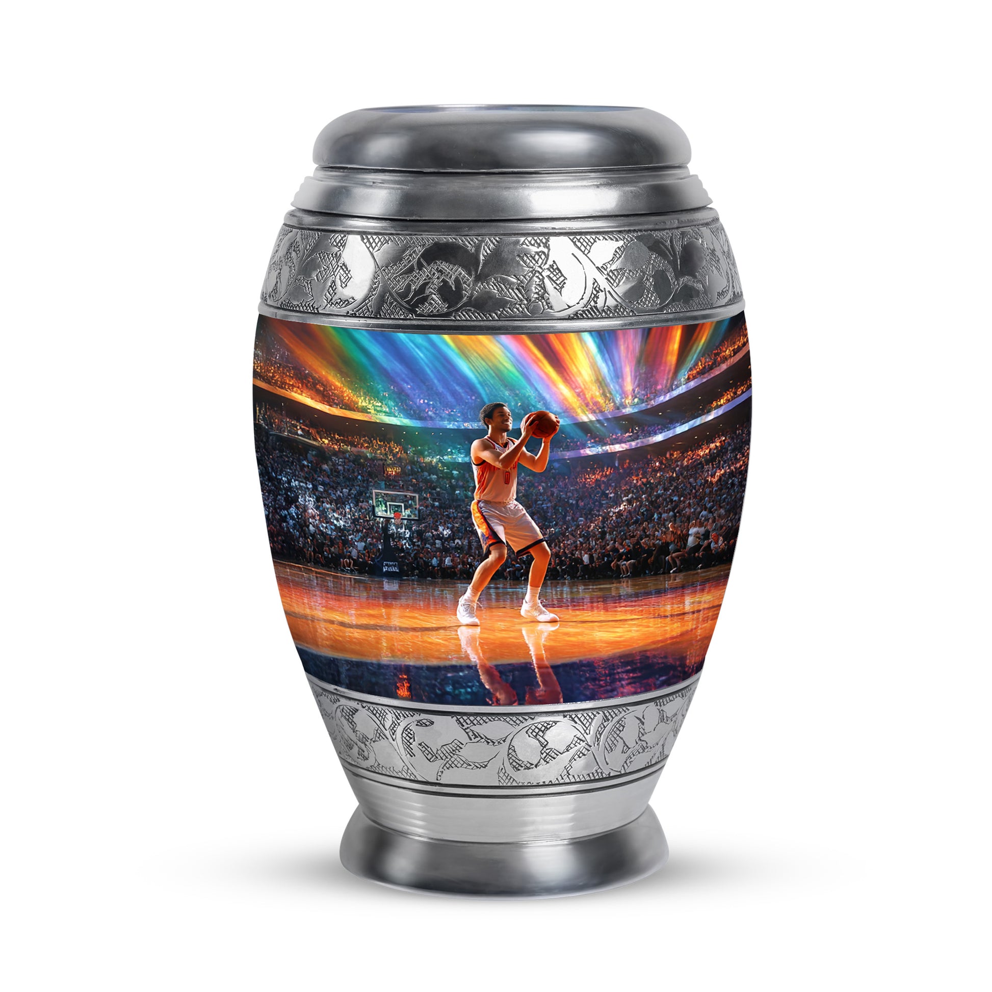 Personalized Blue Cherished Basketball Cremation Urns for Human Ashes - 10-inch, 200 cu in - Yatskia