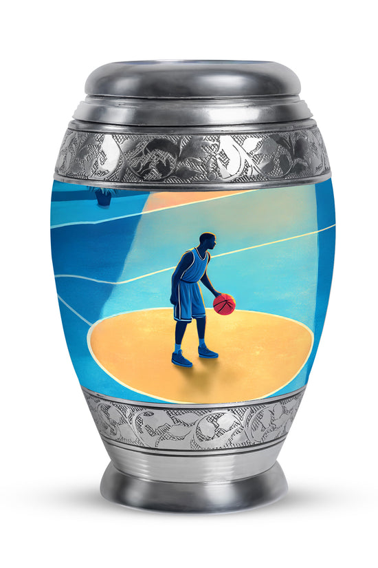 Personalized Blue Basketball Cremation Urns for Ashes - Peaceful 10-inch - Yatskia