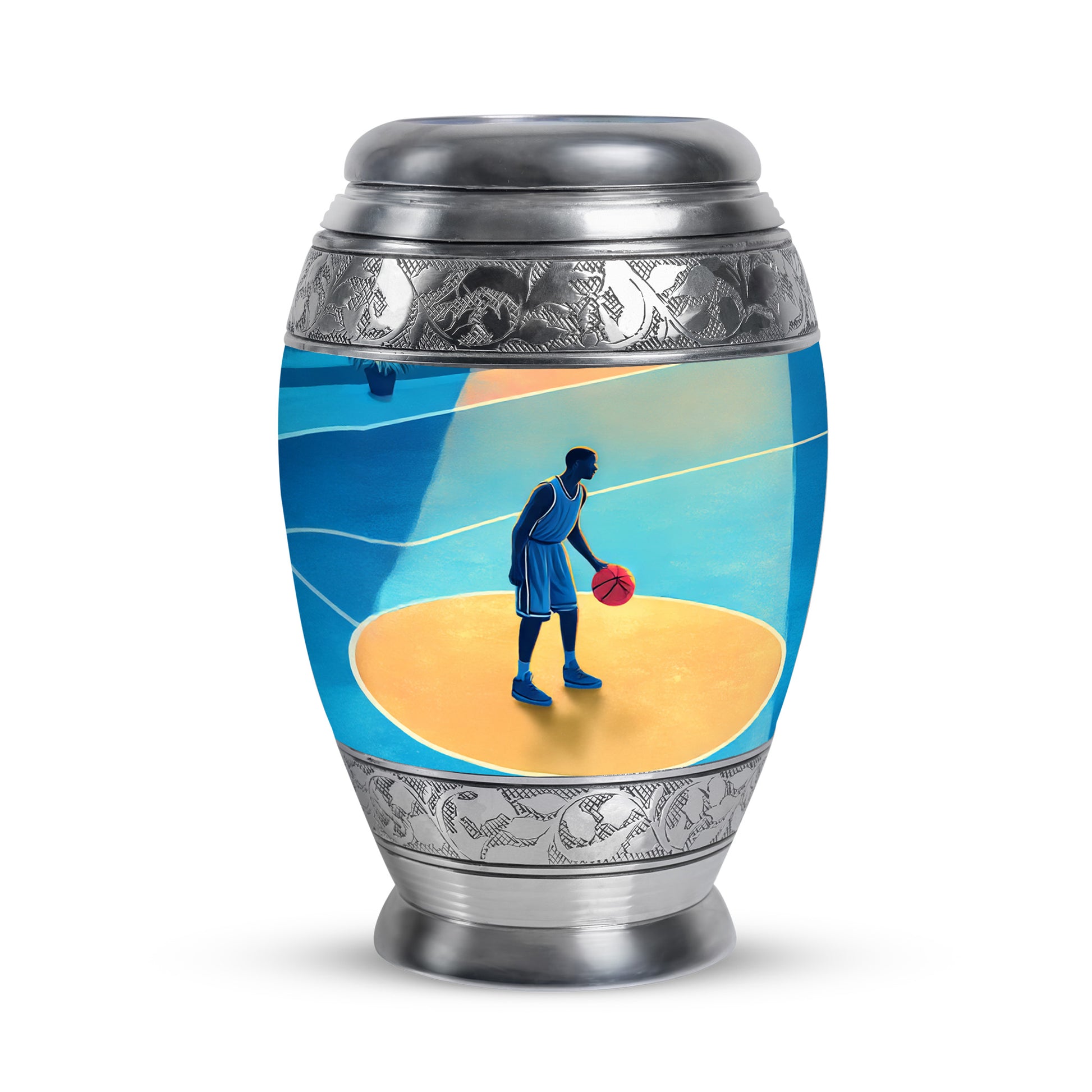 Personalized Blue Basketball Cremation Urns for Ashes - Peaceful 10-inch - Yatskia